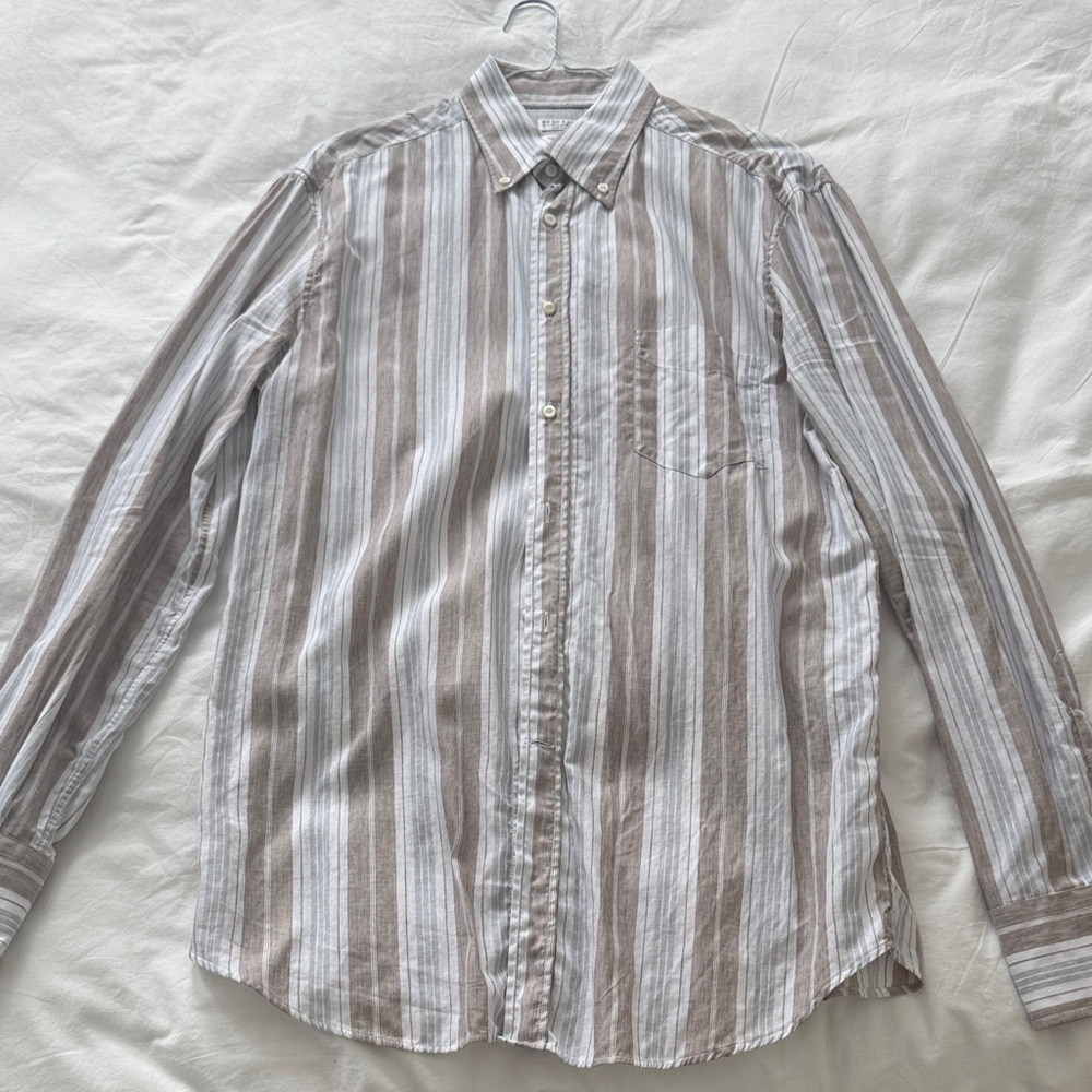 Brunello Cucinelli Men's Shirt - Brown and White